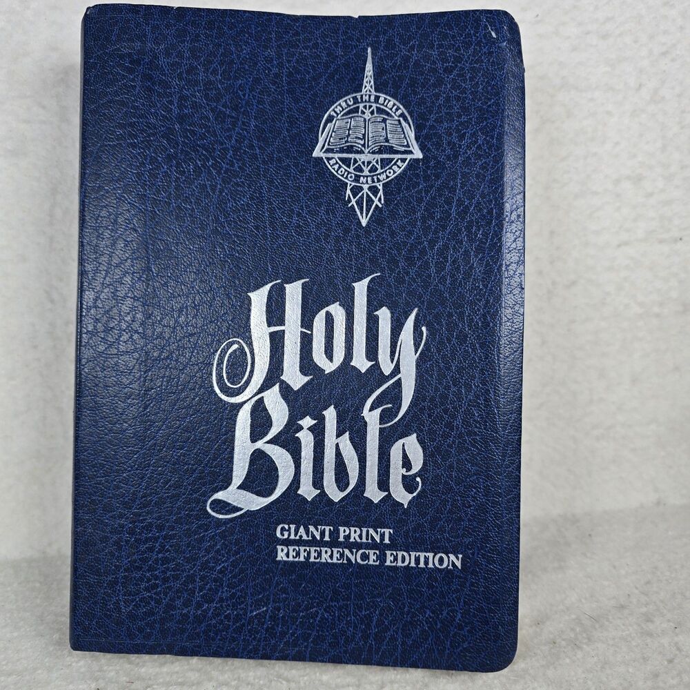 ✝️ Thru The Bible Radio KJV Giant Print Reference Edition 1976 Navy Faux Leather